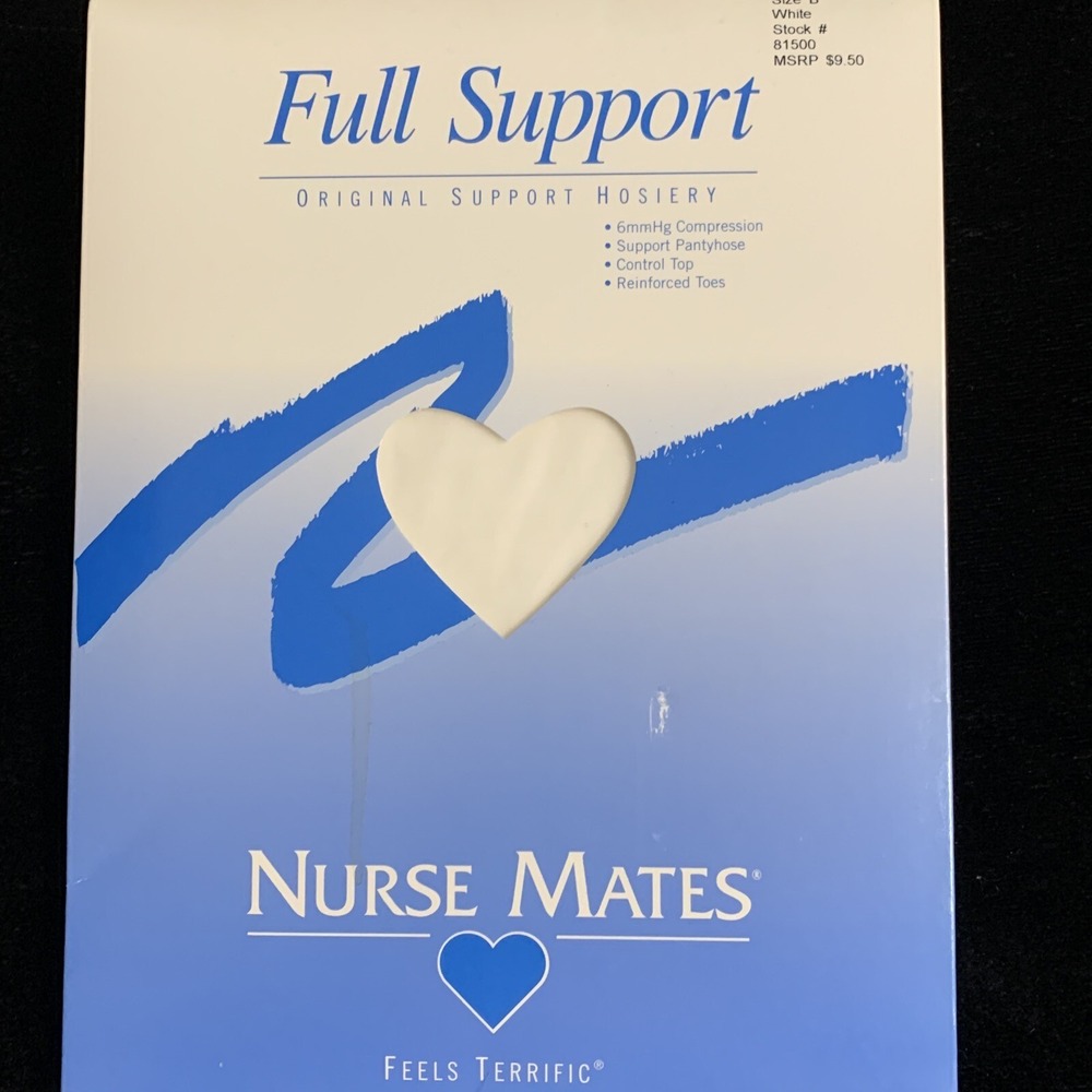 Nurse Mates New Full Support Hosiery White Size B 6mmHg Compression